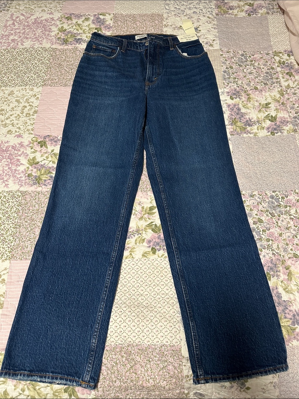 Abercrombie & Fitch Dark Blue Straight-Leg Women's Jeans